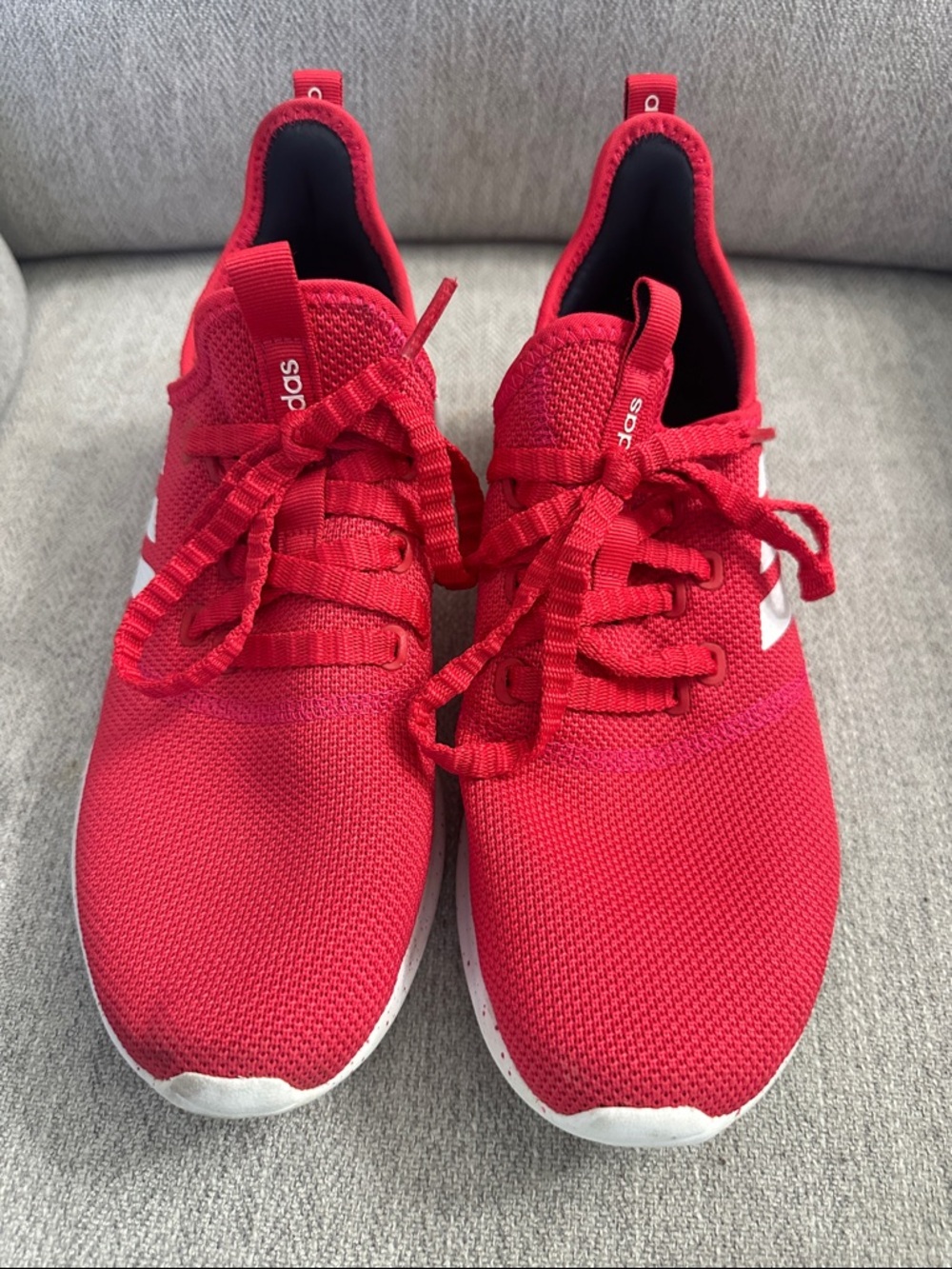 adidas Red Knit Athletic Sneakers with White Accents